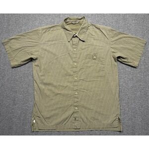 Salomon Shirt‎ Mens Large Green Stripe Geometric Short Sleeve Pocket Stretch *